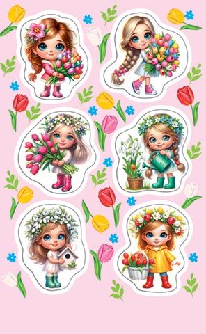 Наклейки детские 15*9см  "Девочки"