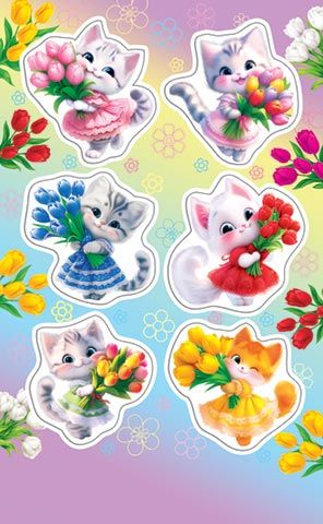 Наклейки детские 15*9см  "Котики"