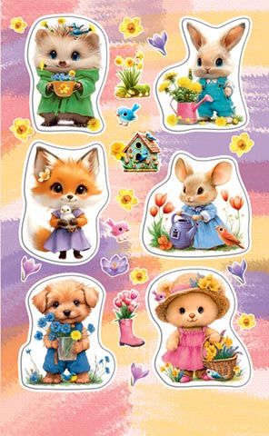 Наклейки детские 15*9см  "Зверята"
