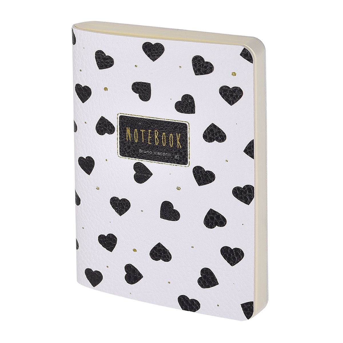 Записная книжка А6  60л. кож.зам., мягк.пер. "Black and White.Сердечки" лин.