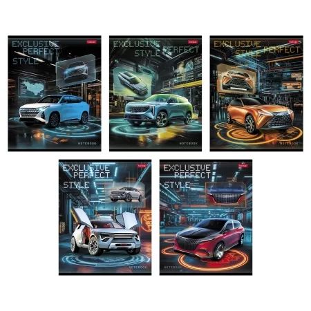 Тетрадь А5 40л кл. Hatber  пласт.обл. "Exclusive car" 5диз.в спайке