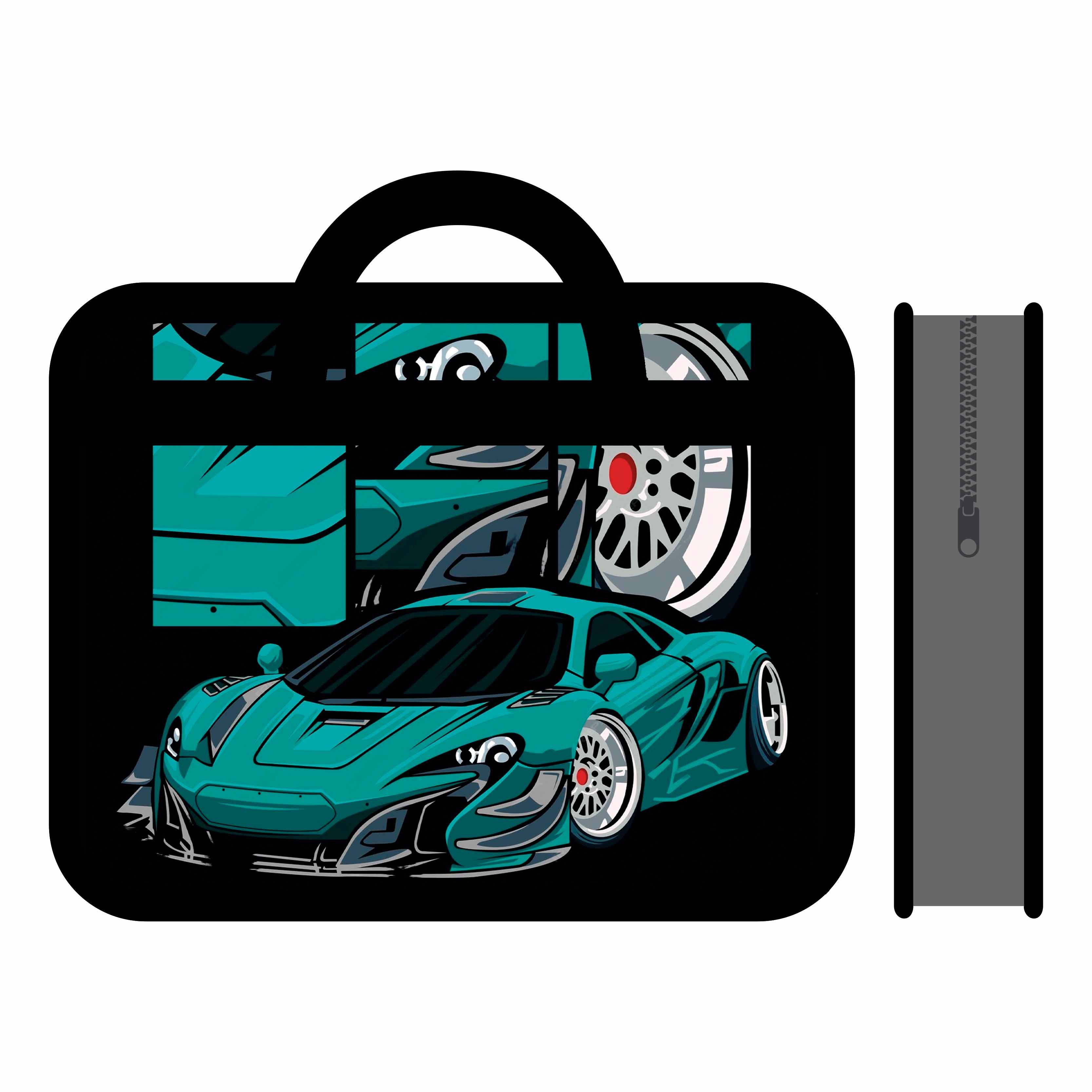 Папка А4 (330*260*75) с ручками, молния, пластик "Autotuning"