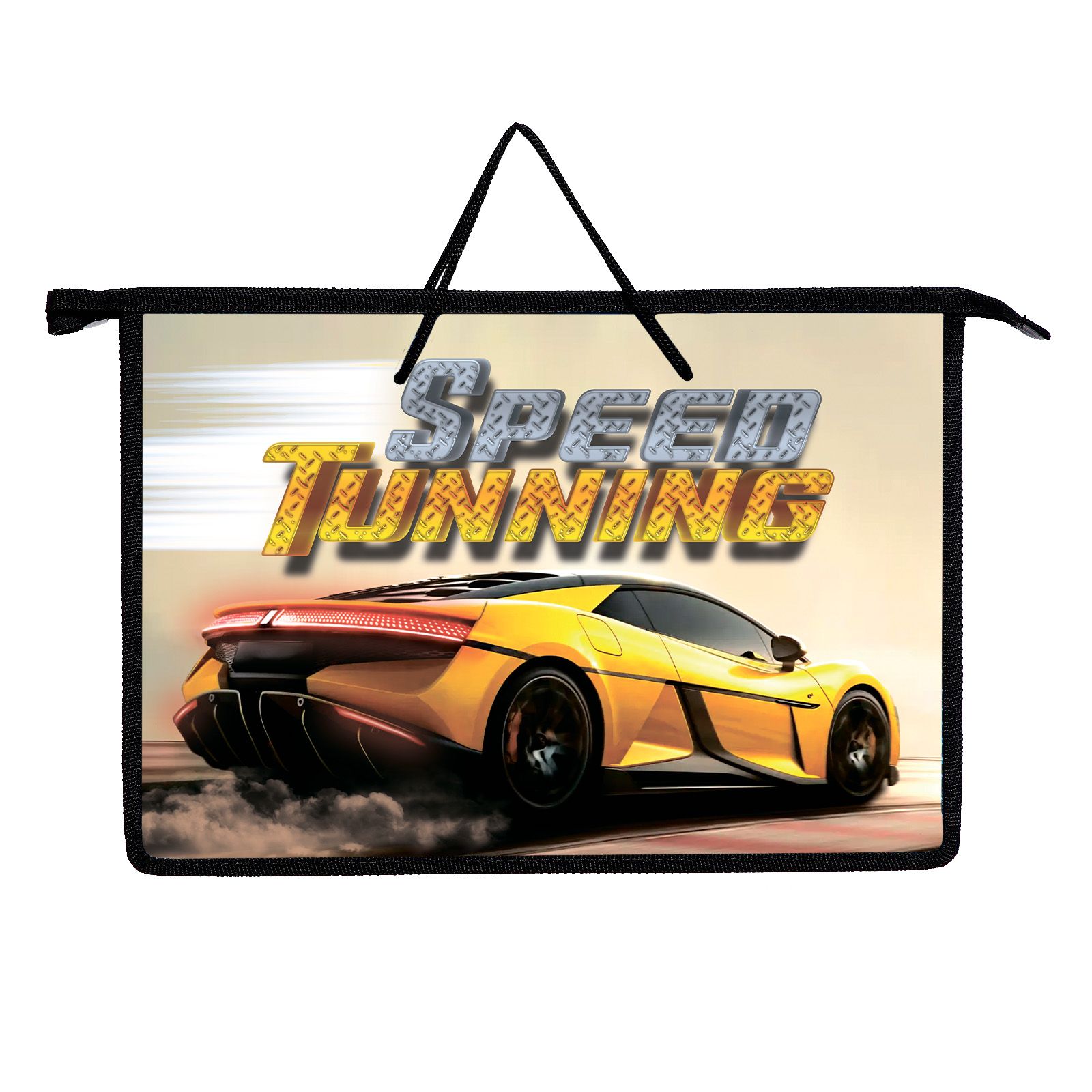 Папка А4 (335*235*55) с ручками, молния, пластик "Speed tuning"