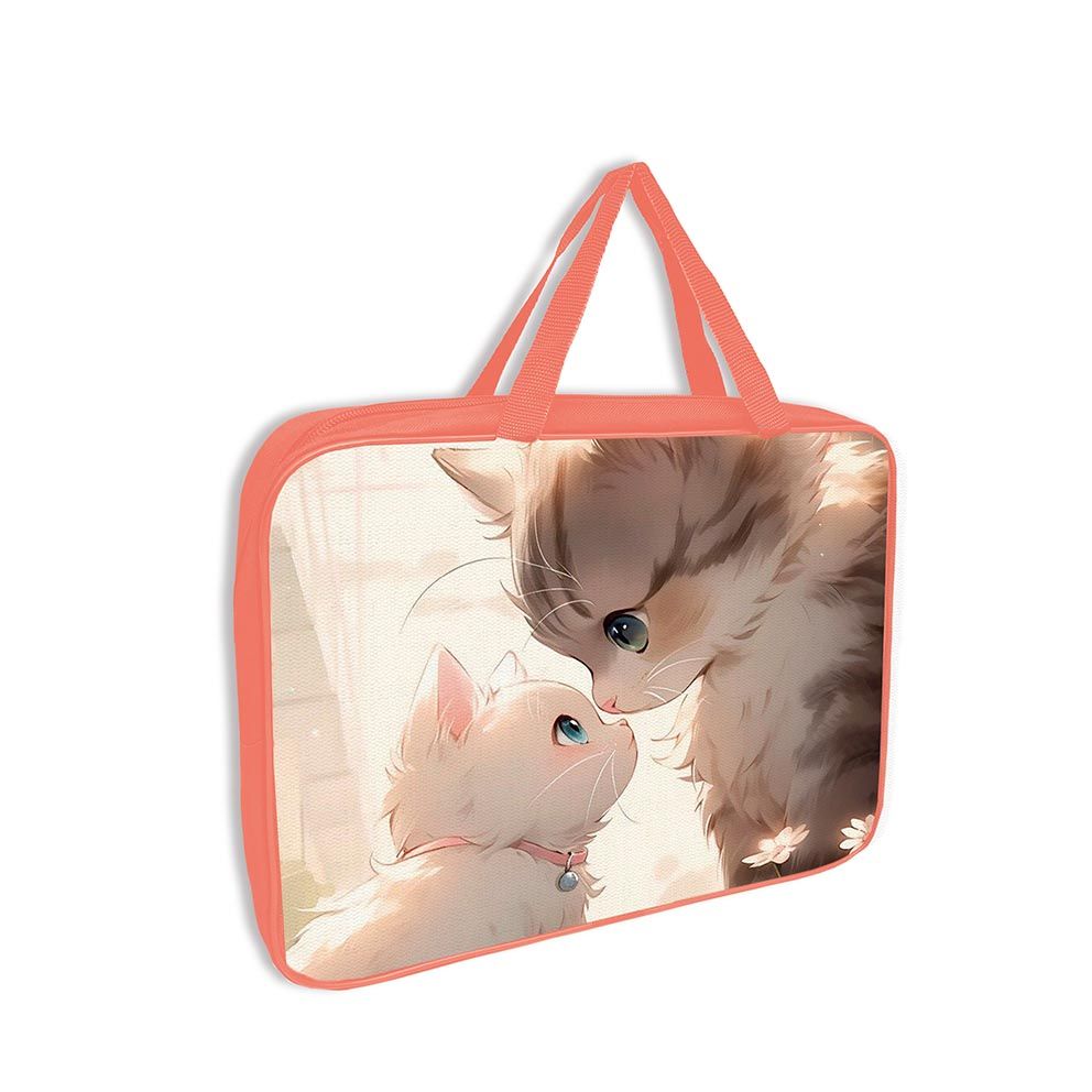 Папка А4 (335*260*60) с ручками, молния, ткань "Милые котята"