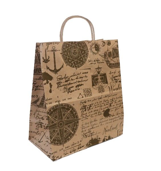 Пакет подар. бумажн. 35*26*15 см,  80 гр/м2  Карта, крученые ручки