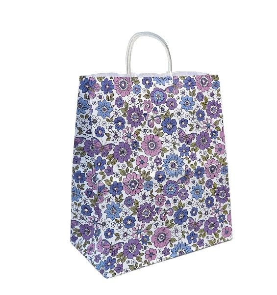 Пакет подар. бумажн. 25*22*12 см, 100 гр/м2  Незабудка, крученые ручки