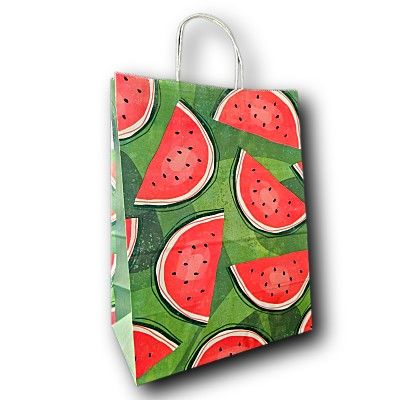 Пакет подар. бумажн. 35*26*15 см, 100 гр/м2  Фрукты 2, крученые ручки