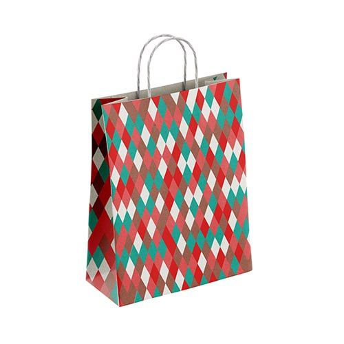 Пакет подар. бумажн. 35*26*15 см, 100 гр/м2  Ромб, крученые ручки