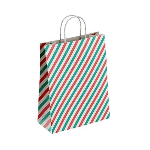 Пакет подар. бумажн. 35*26*15 см, 100 гр/м2  Широкая полоса, крученые ручки