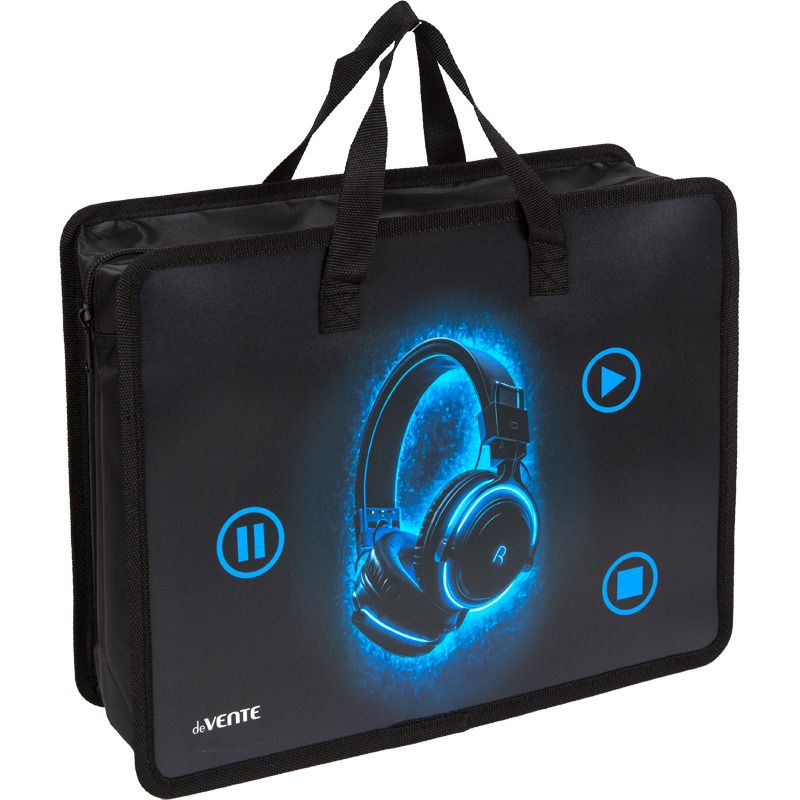 Папка А4 (335*260*100) с ручками, молния, пластик" Headphones"
