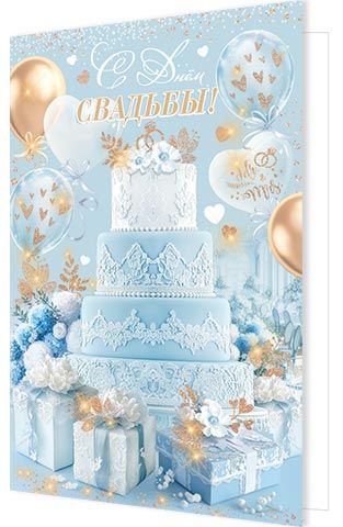 Открытка А4 "С днем свадьбы!"