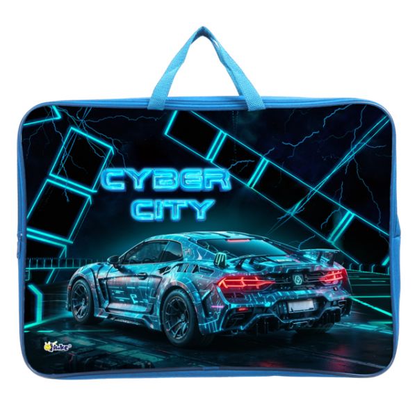 Папка А3 (475*345*75) с ручками, молния, ткань "Cyber city"