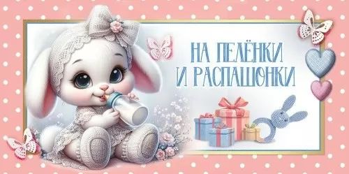 Конверт для денег "На пелёнки и распашонки" девочка
