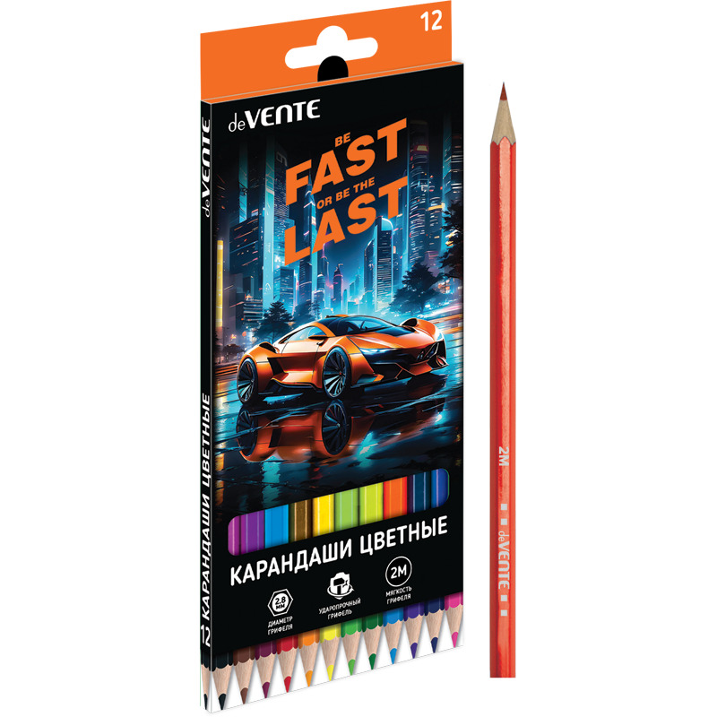 Карандаши цвет.  6цв  deVENTE  Fast Or Last"  2М, шестигранные