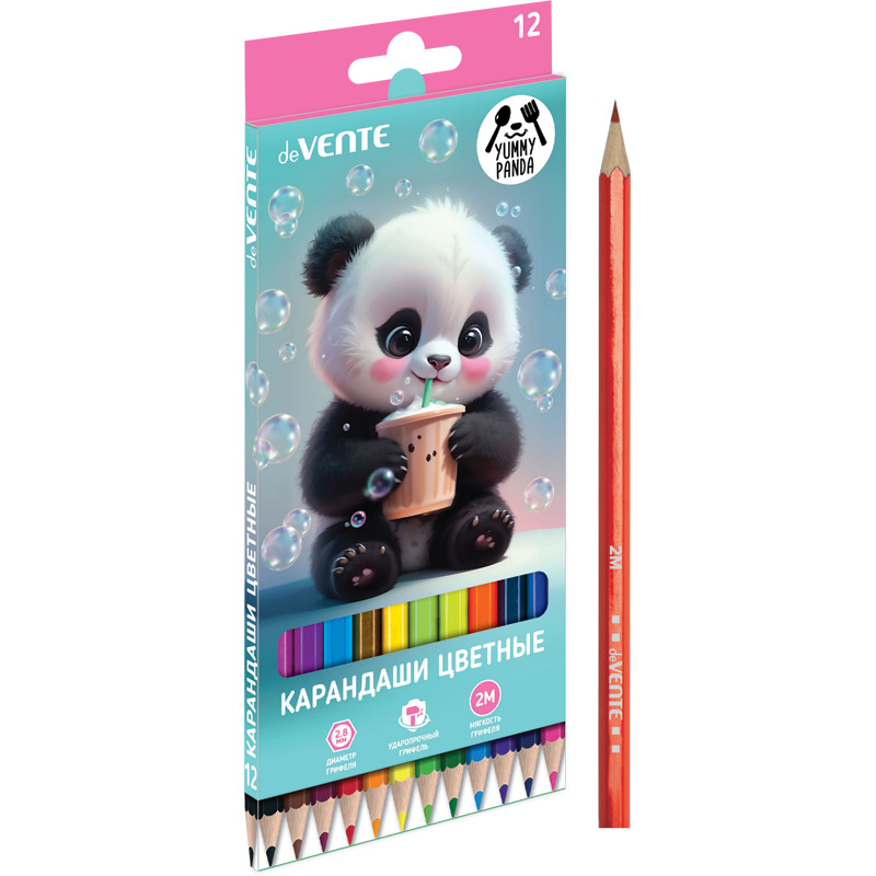 Карандаши цвет. 12цв deVENTE Yummy Panda  2М, шестигранные