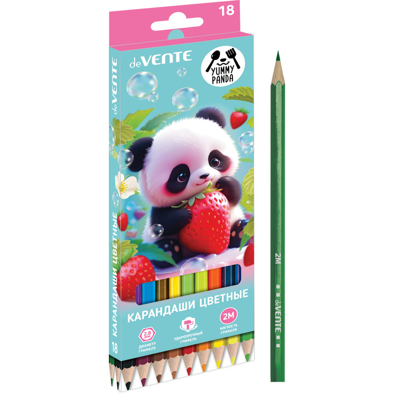 Карандаши цвет. 18цв deVENTE Yummy Panda 2М, шестигранные