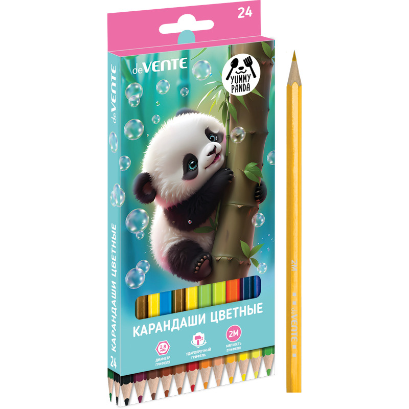 Карандаши цвет. 24цв deVENTE Yummy Panda  2М, шестигранные