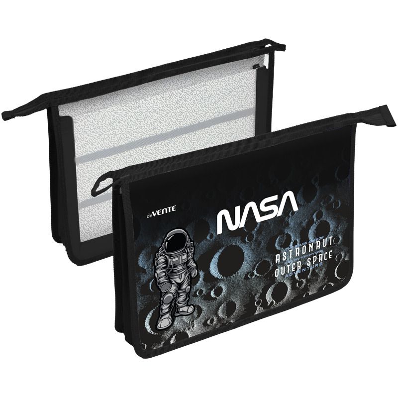 Папка д/труда А4 (337*243*80) 2отд. молния сверху, пластик" NASA" конгр.тиснение