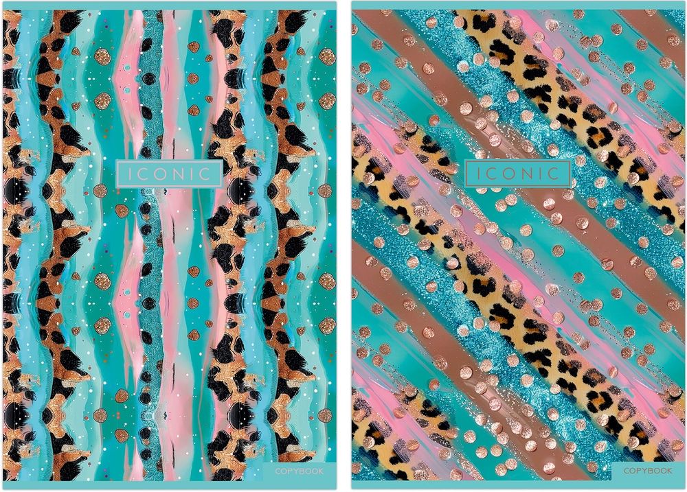 Тетрадь А4  96л кл. скоба Полином "Pastel gold leopard" софт-тач, БЕЗ ПОЛЕЙ