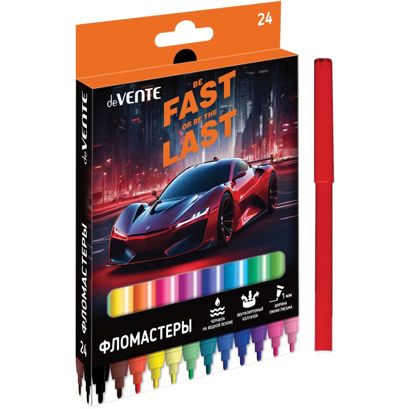 Фломастеры   6цв "deVENTE. Fast Or Last", вентил.колпачок, картон