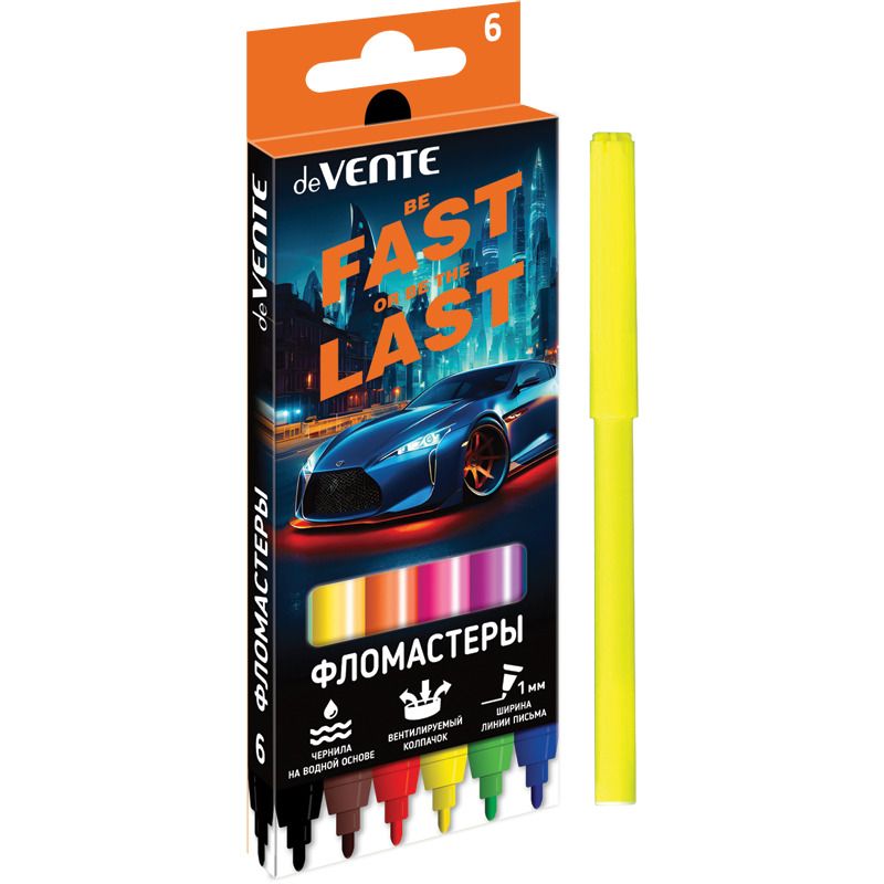 Фломастеры  24цв "deVENTE. Fast Or Last", вент. колпачок, карт.коробка