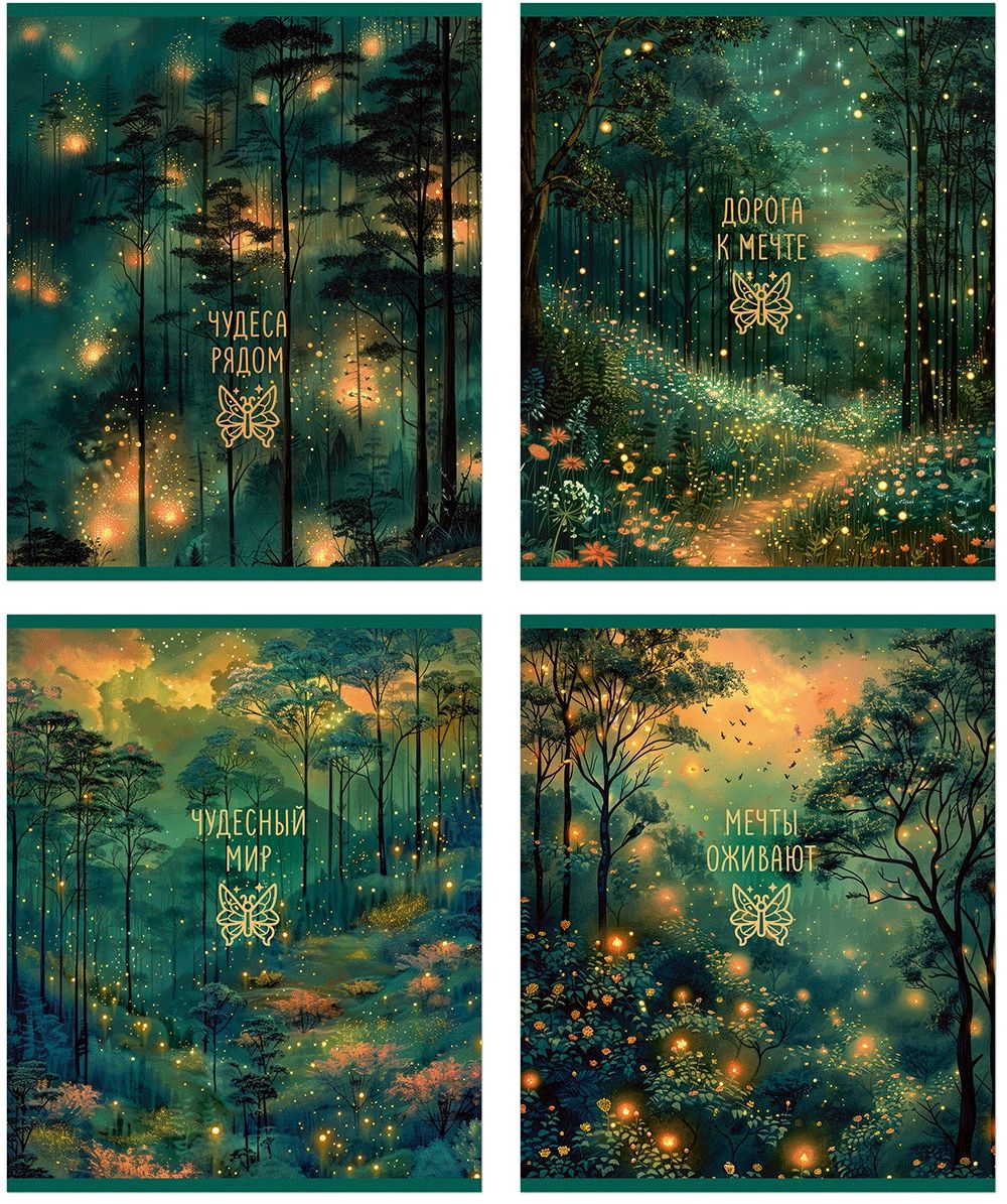 Тетрадь А5  96л кл. Полином "Magic forest" мат.лам., 4 диз.