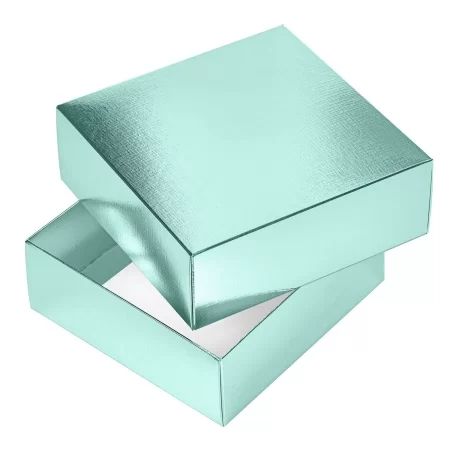 Коробка подарочная самосборная "METALLIC Мята" 25*18*6,5см, европодвес