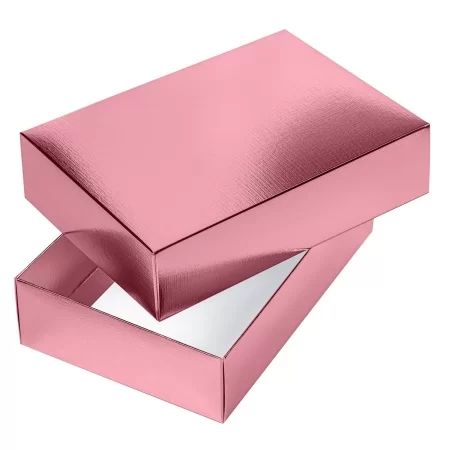 Коробка подарочная самосборная "METALLIC Розовая" 18*18*6,5см, европодвес
