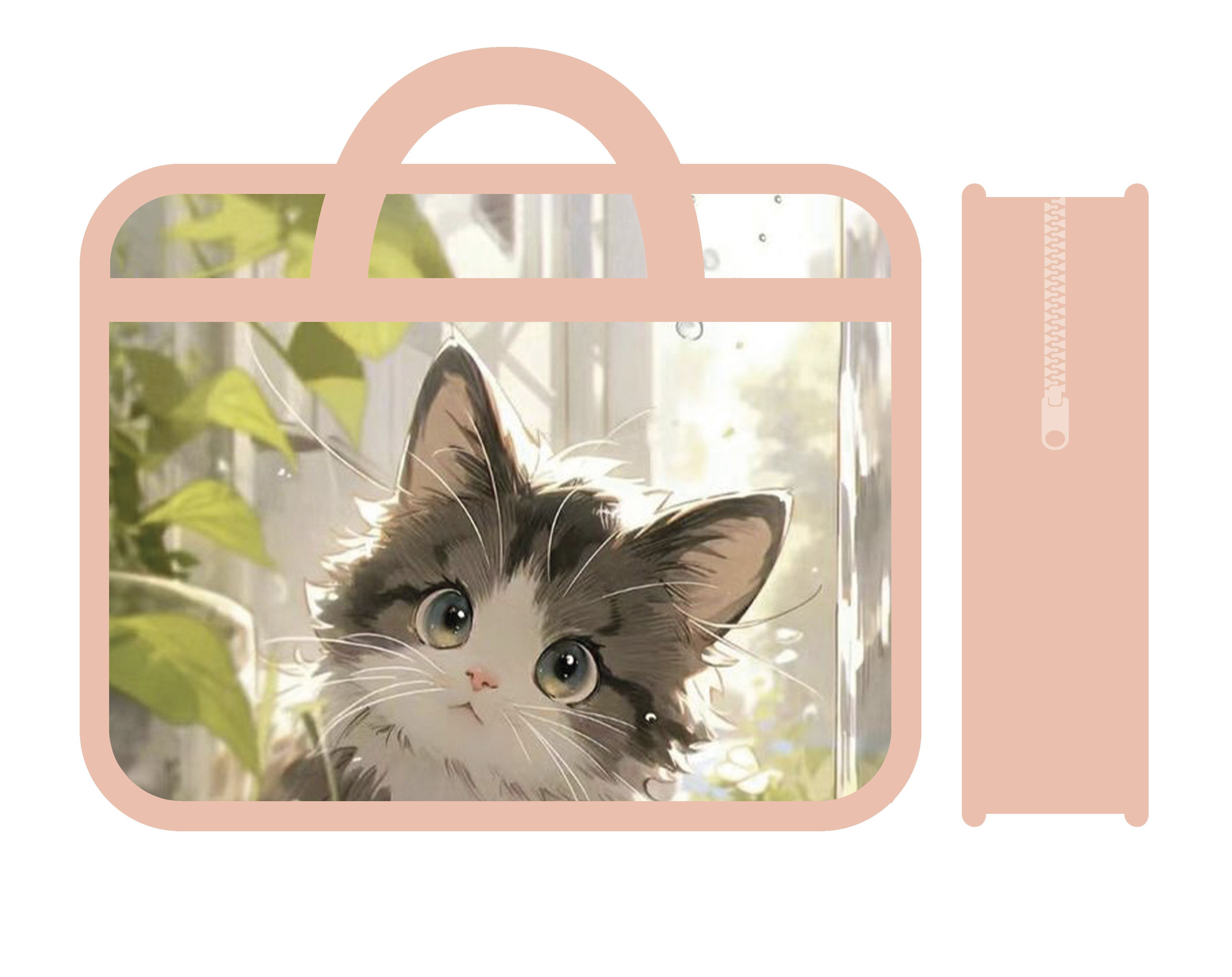 Папка А4 (330*260*120) с ручками, молния, пластик "Милый котик"