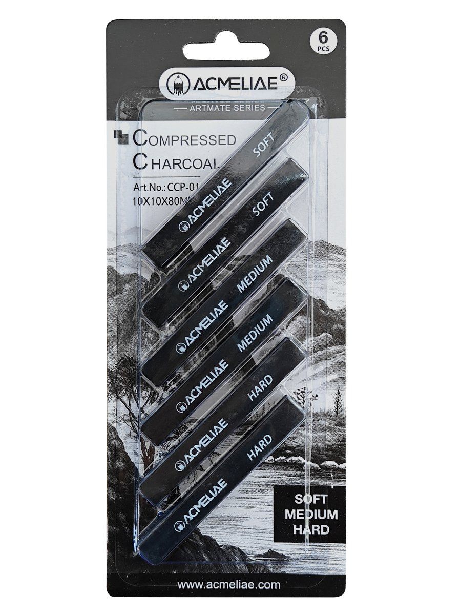 Набор угля для рисования ACMELIAE soft, medium, hard, 6 шт/уп
