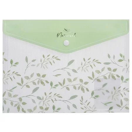 Конверт на кнопке  с рисунком А4 Natural leaves, текстура, 180мкм