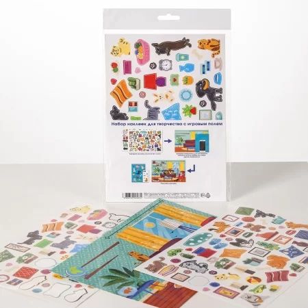 Игра с наклейками "Домашние истории" с игровым полем, А5 2л.