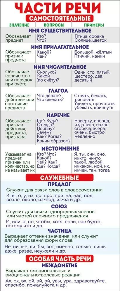Закладка магнитная 13*7см "Части речи"