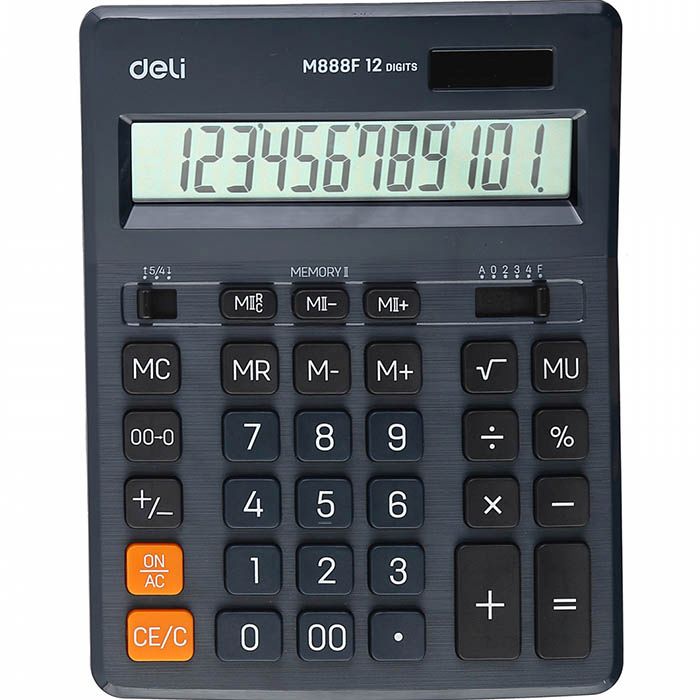 Калькулятор  12 разр. Deli  настольный, темно-зеленый EM888F