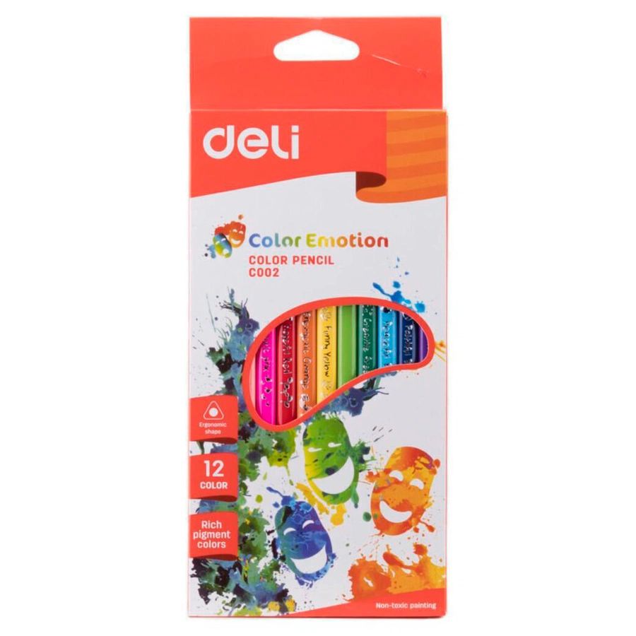 Карандаши цвет. 12цв Deli трехгранные, европодвес
