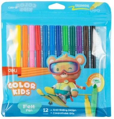 Фломастеры  12цв "Deli. Color Kids" колпачок с зоной рифления