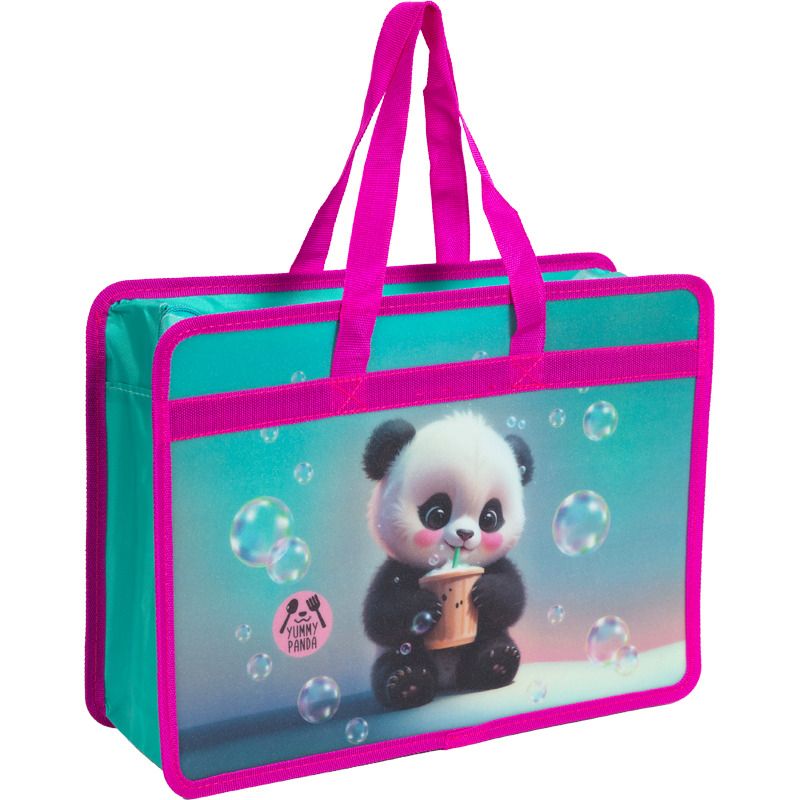 Папка А4 (335*260*100) с ручками, молния, пластик" Yummy Panda"