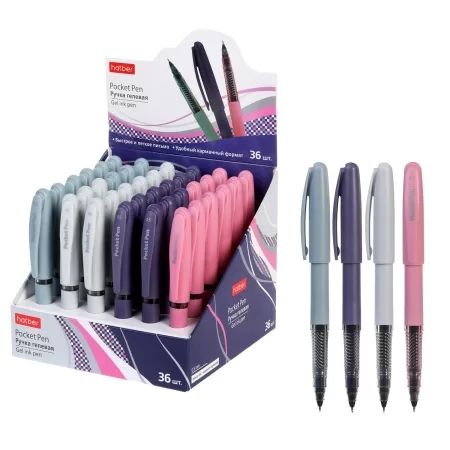 Ручка гелевая Hatber автомат. "Pocket" 0,5мм, черная