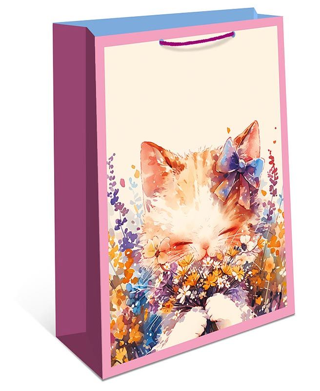 Пакет подар. бумажн. 11*14*6 см, 130гр/м2  Котик
