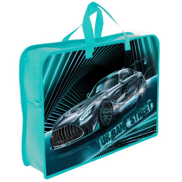 Папка А4 (340*245*75) с ручками, молния, пластик "Urban car"