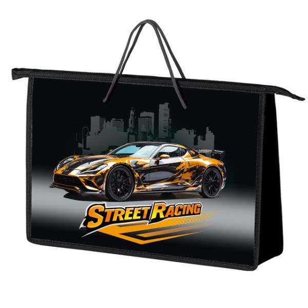 Папка А4 (340*245*75) с ручками, молния, пластик "Street race"
