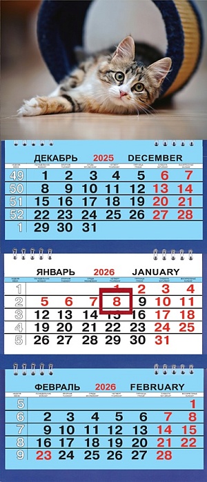 Календарь Трио Малый  200*470мм на 2026г. Котёнок