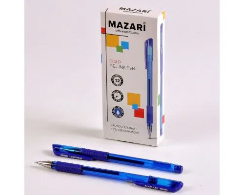 Ручка гелевая Mazari Cielo синяя, 0,5мм, полупрозр.корпус, грип