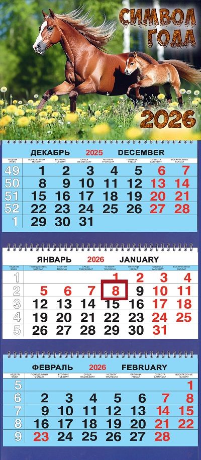 Календарь Трио  310*690мм на 2026г.  СГ Семейка в одуванчиках