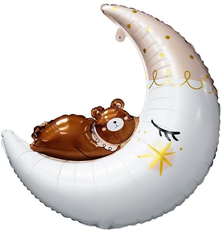 Шар фольга 34" "Мишка на луне" 87 см