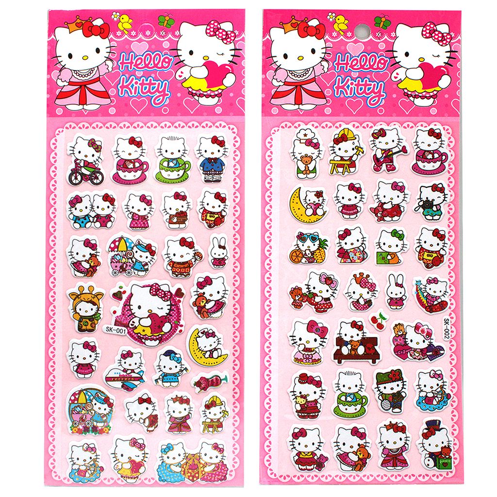 Наклейки декоративные объемные 10*22см "Hello Kitty" 2 дизайна*