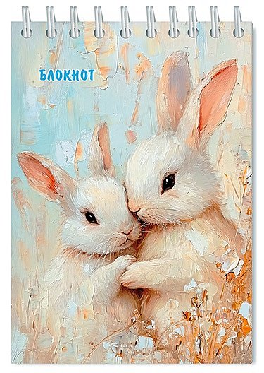 Блокнот А6  48л гребень "Зайки" кл., блестки