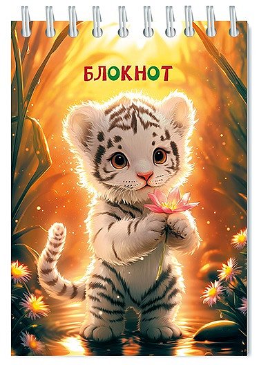 Блокнот А6  48л гребень "Тигренок" кл., блестки