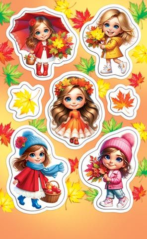 Наклейки детские 15*9см  "Девочки"