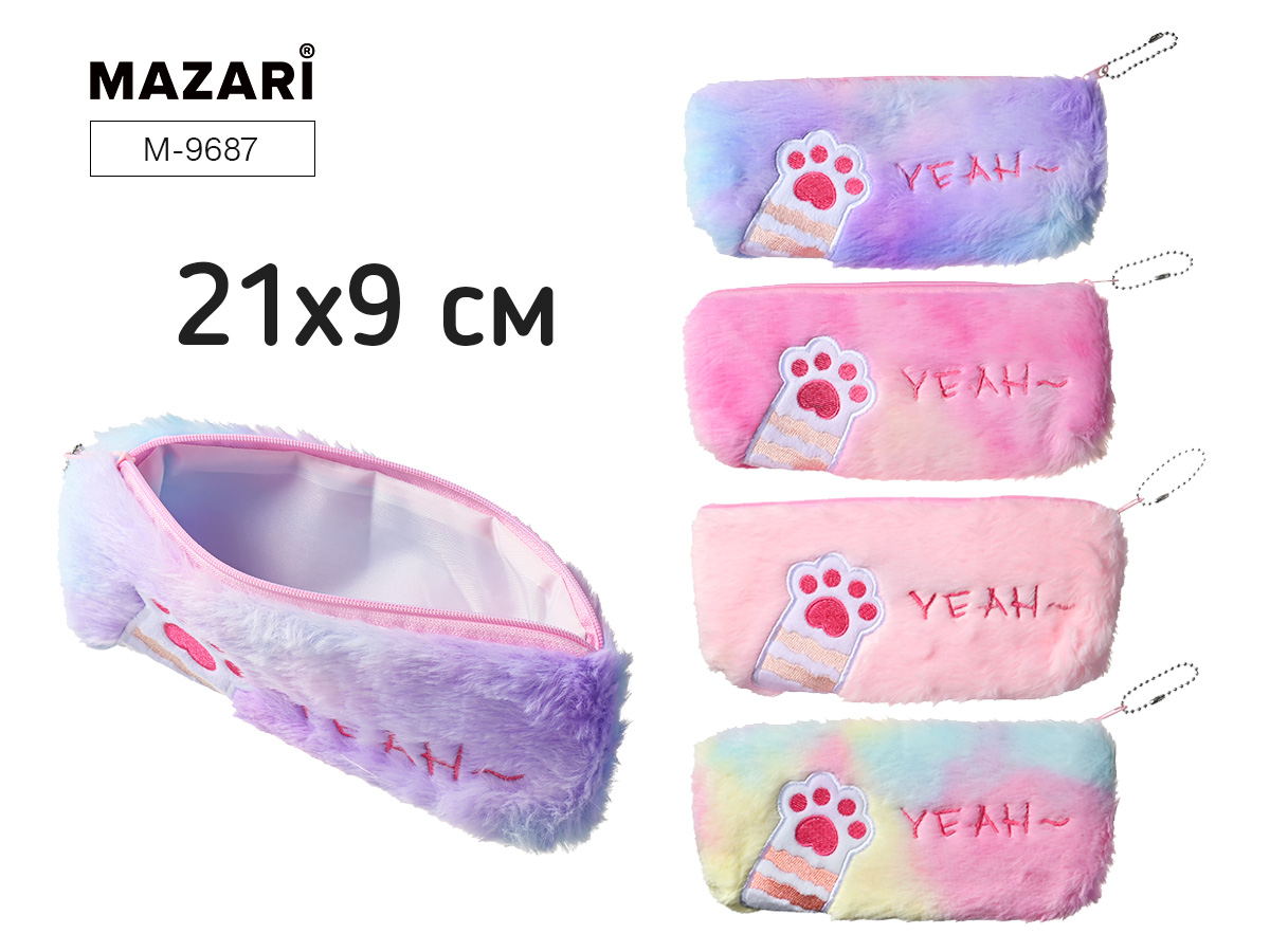 Пенал-косметичка (210*90) молния, иск.мех. "Paw"